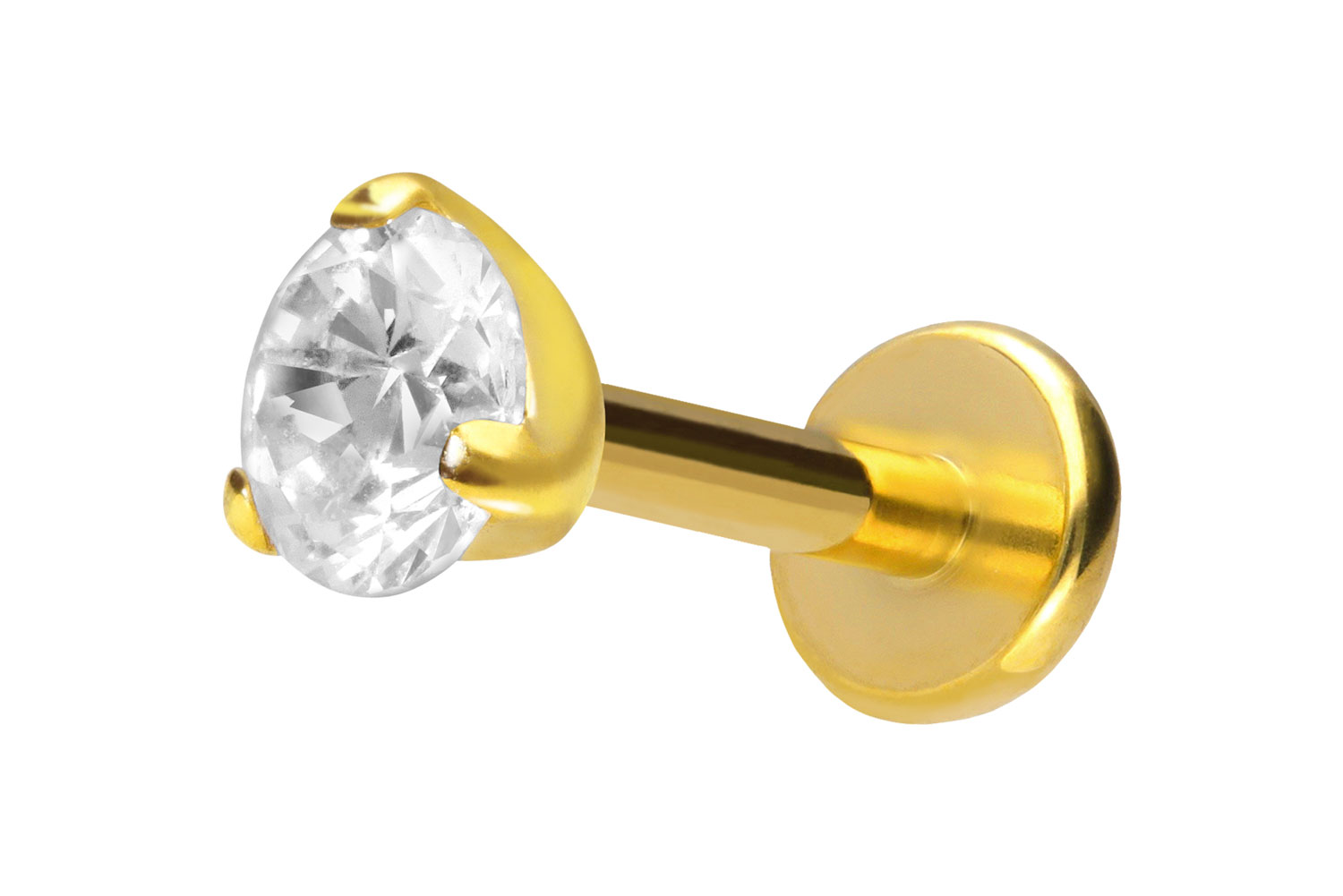 Titan Labret Piercing mit Push Fit EINGEFASSTER KRISTALL